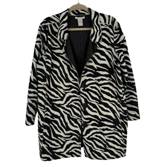 John Mark Reversible Zebra Print Black Jacket Size XL faux fur leather womens - Picture 12 of 16
